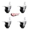 Service Caster 3.5 Inch Hard Rubber Swivel 7/8 Inch Square Stem Caster Set Total Lock Brake SCC SCC-SQTTL20S3514-HRS-78-4 - alternate 3
